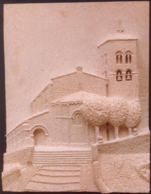 Iglesia de El Salvador en Sepúlveda (Segovia). Piedra Rosa Sepúlveda. Medidas 40 X 30 cm.